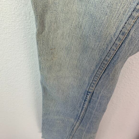 Vintage 70s Levis Flare Bell Bottom Blue Fringe Jeans Orange Tab Size 26 x 34 - Picture 4 of 12